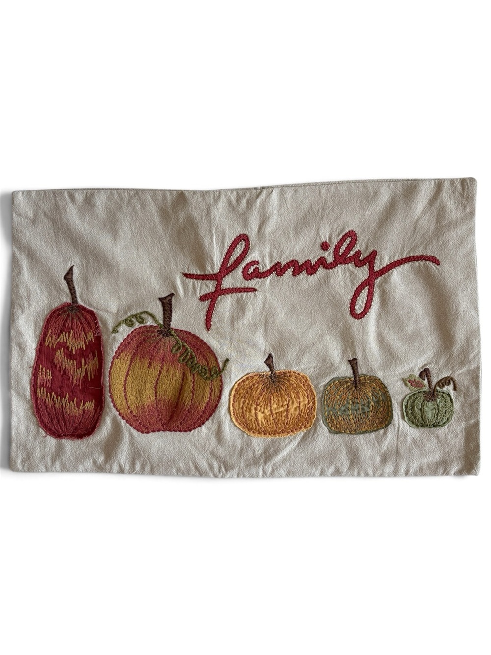 Pottery Barn Farmhouse Family Lumbar Pillow Cover 16x26 Autumn Pumpkin Decor